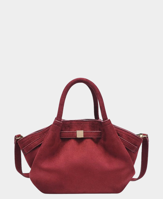 
Faux Suede Crossbody Bag in WINE view 1