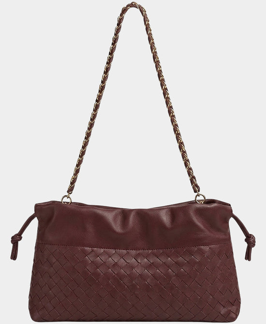 
Woven Shoulder Bag in BURGUNDY view 2