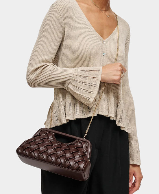 
Woven Clutch Bag in CHOCOLATE view 2