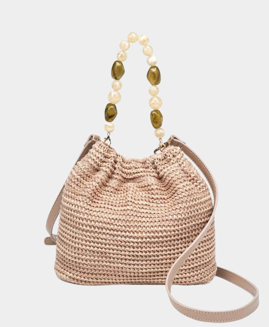 Woven Crossbody Bag w/ Beaded Handle view 1