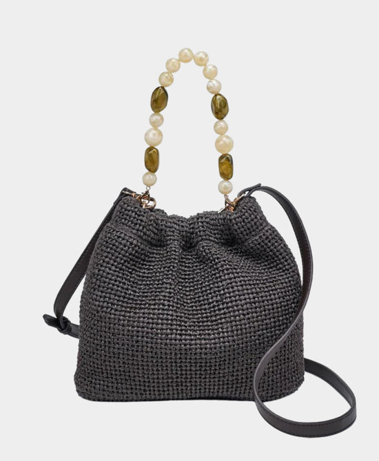 Woven Crossbody Bag w/ Beaded Handle view 1