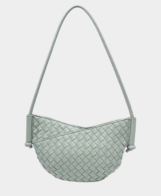 Woven Faux Leather Crescent Shoulder Bag view 1