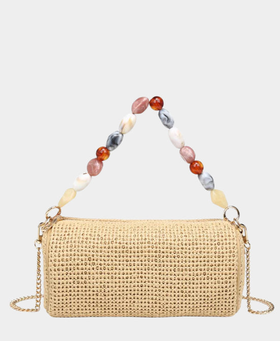 Straw Clutch Bag w/ Beaded Handle view 1