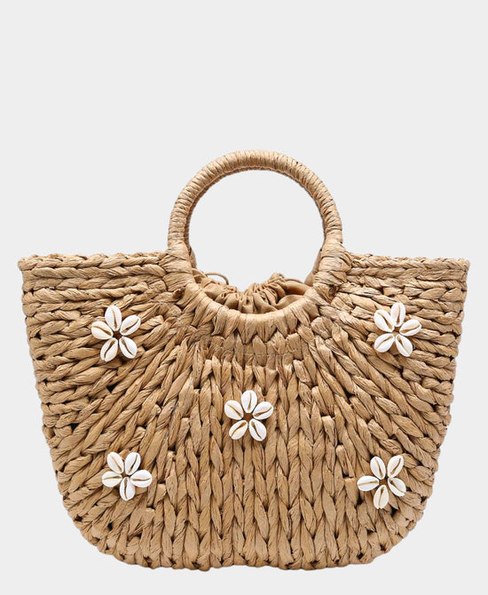 Woven Straw Seashell Handbag view 1