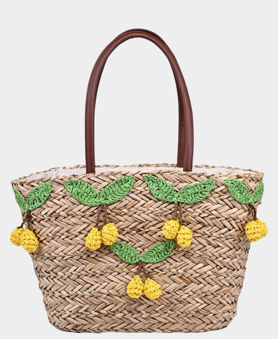Straw Lemon Tote Bag view 1