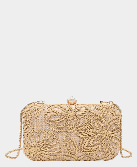 Floral Embroidered Clutch Bag view 1