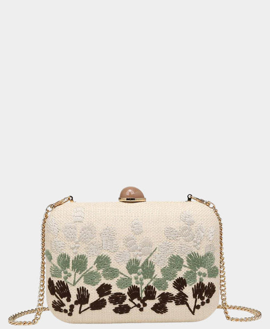 
Embroidered Clutch Bag in BEIGE MULTI view 1