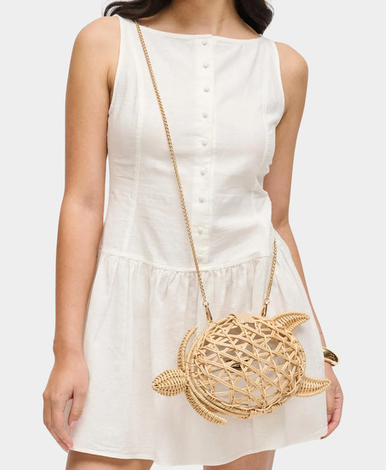 Woven Straw Turtle Crossbody Bag view 1