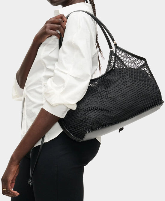
Crochet Mesh Tote Bag in BLACK view 2