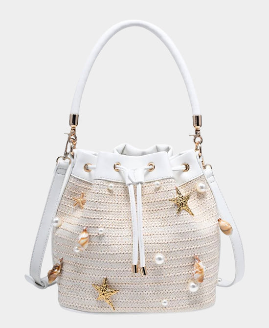 Sealife Studded Straw Bucket Bag view 1