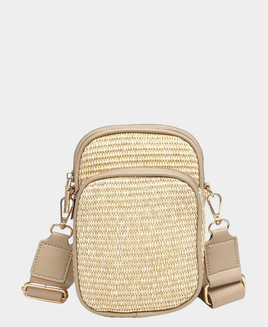 
Straw Cell Phone Crossbody Bag in NATURAL view 1