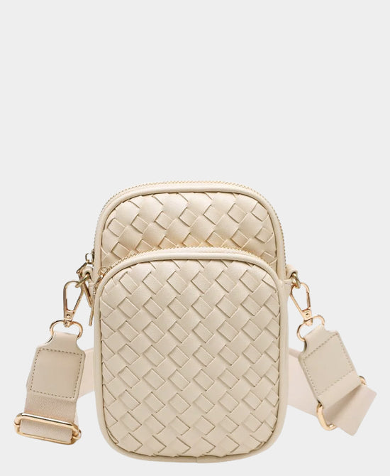 
Woven Cell Phone Crossbody Bag in OATMILK view 1