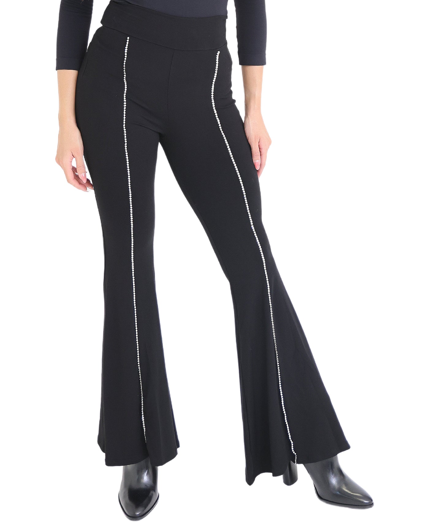 Bell Bottom Pants w/ Rhinestone Front Seam view 1