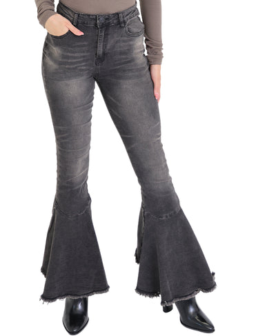 Bell Bottom Jeans w/ Frayed Bottom image 1