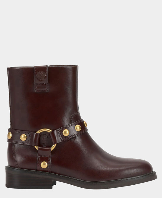 
Leather Moto Boot w/ Studs in RICH MAHOGANY view 2