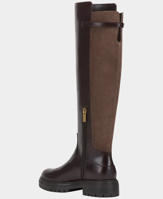
Leather & Suede Knee High Buckle Boot in BROWNIE view 2