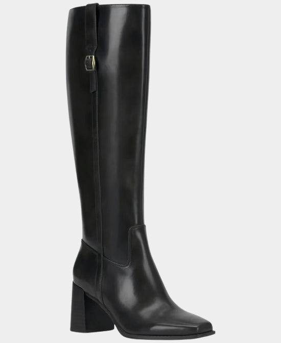 
Leather Knee High Buckle Boot in BLACK view 1