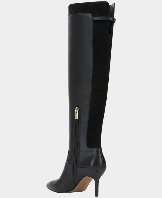 
Leather & Suede Over The Knee Buckle Boot in BLACK view 2