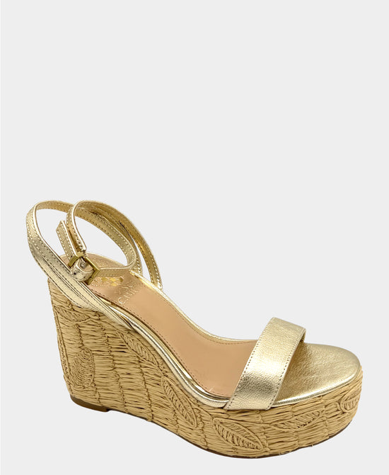 Metallic Leather Wedge Sandal view 1