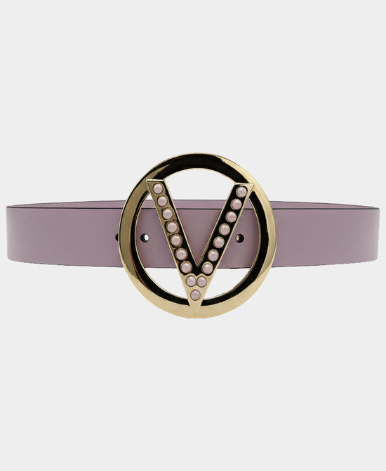 Leather Studded Logo Buckle Belt view 