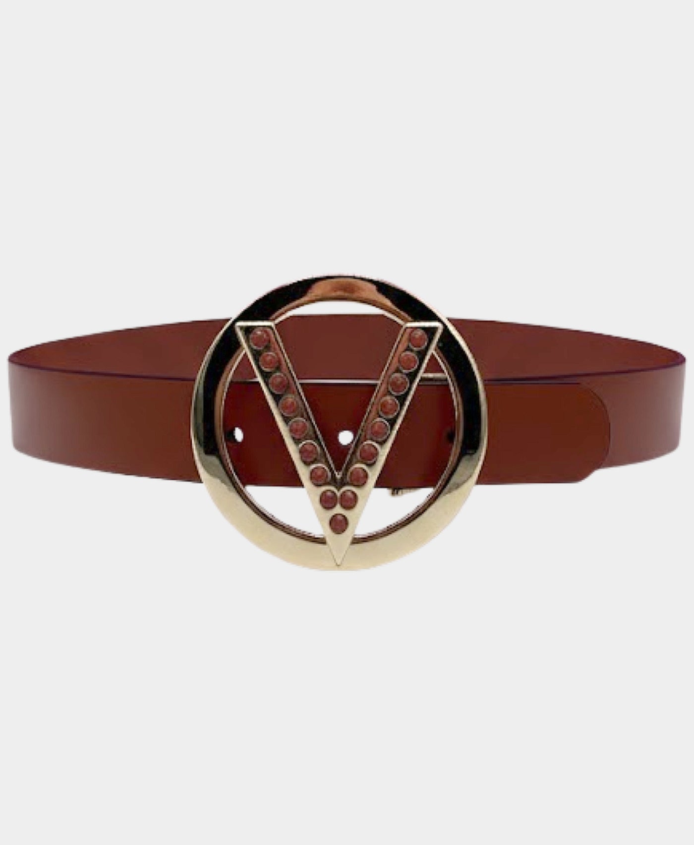 Leather Studded Logo Buckle Belt view 1