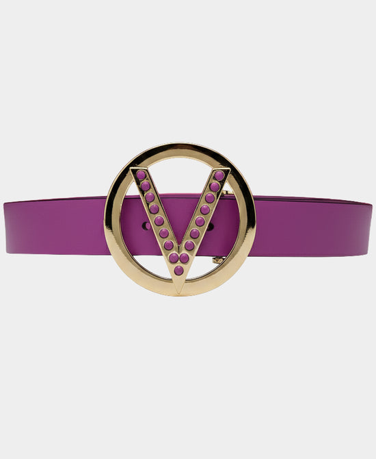 Leather Studded Logo Buckle Belt view 