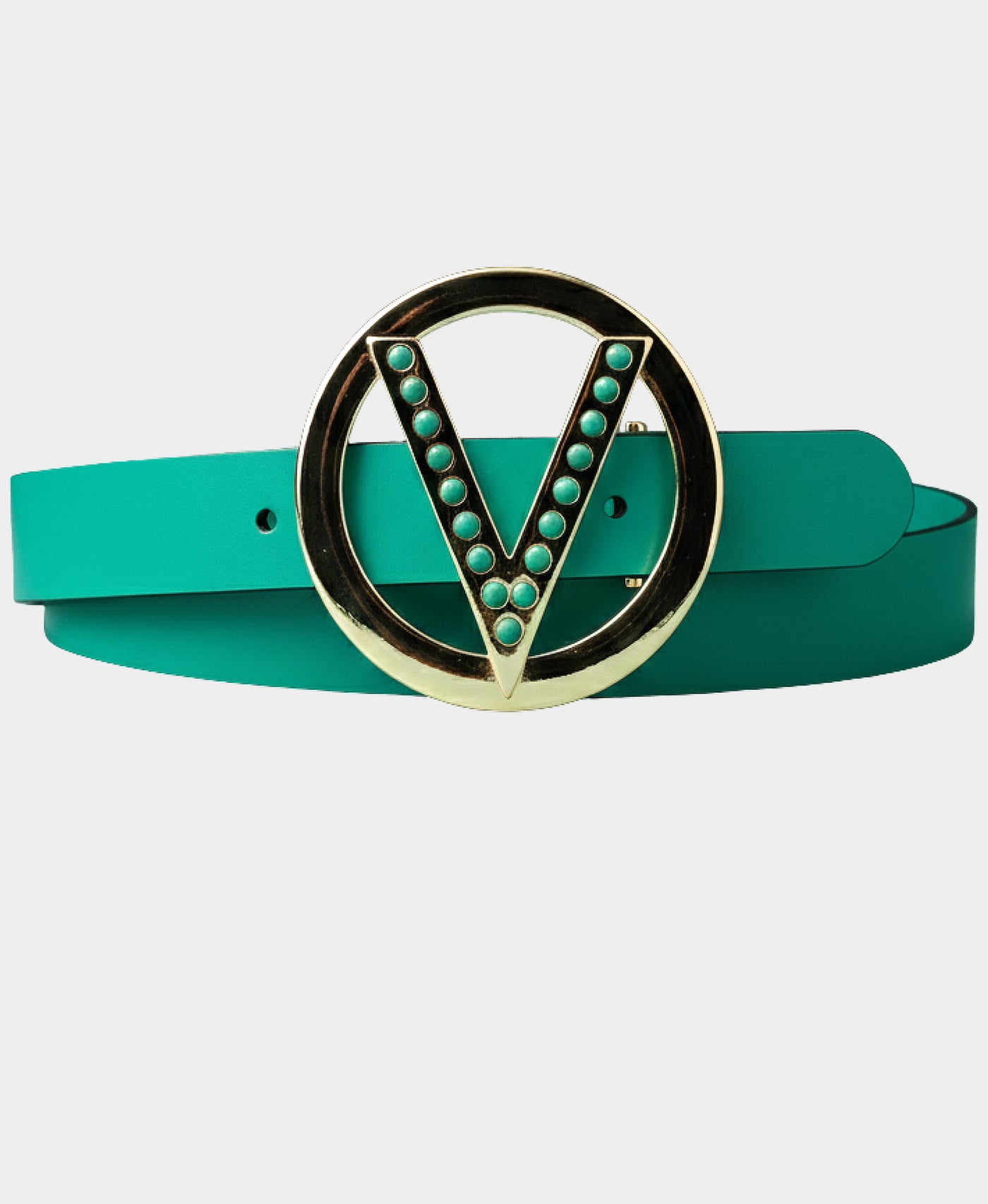 Leather Studded Logo Buckle Belt view 1