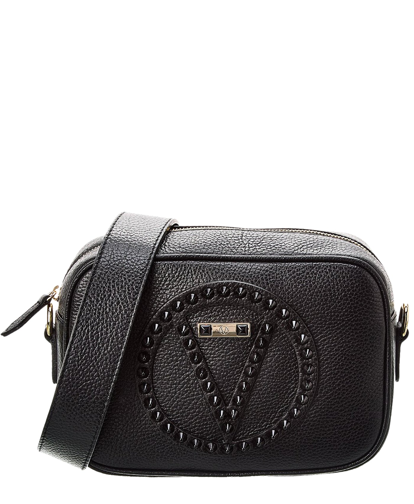 Leather Studded Medallion Logo Crossbody Bag view 1