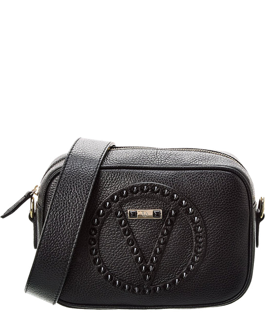 Leather Studded Medallion Logo Crossbody Bag view 
