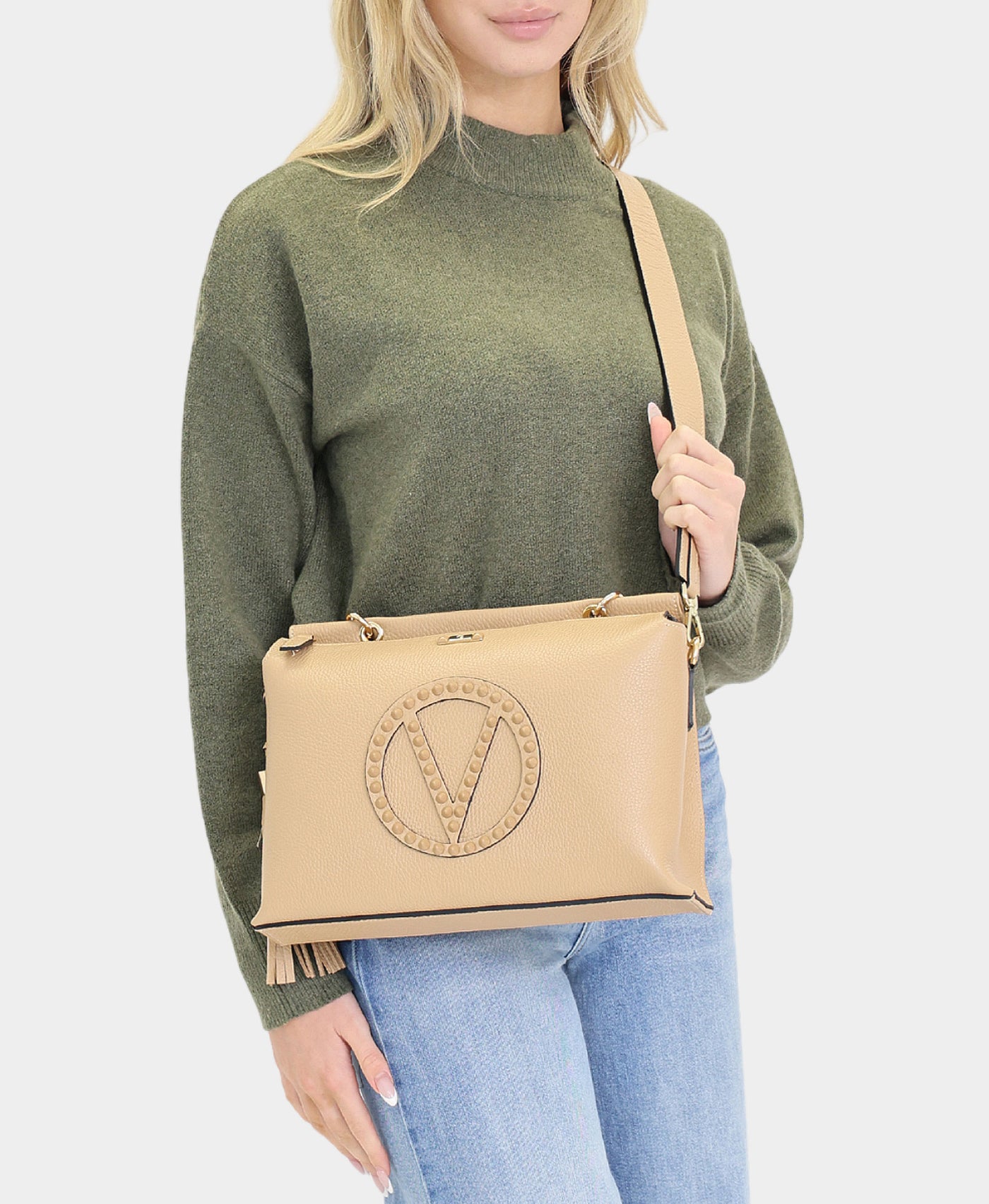 Leather Studded Logo Handbag view 1