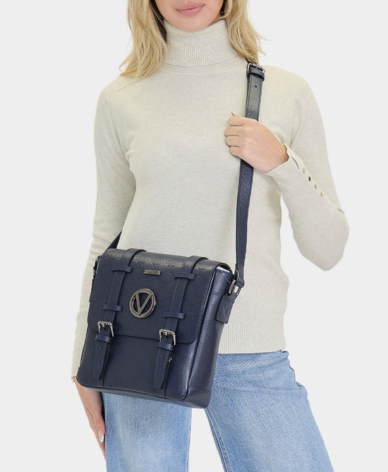 Leather Monogram Crossbody Bag w/ Buckles view 