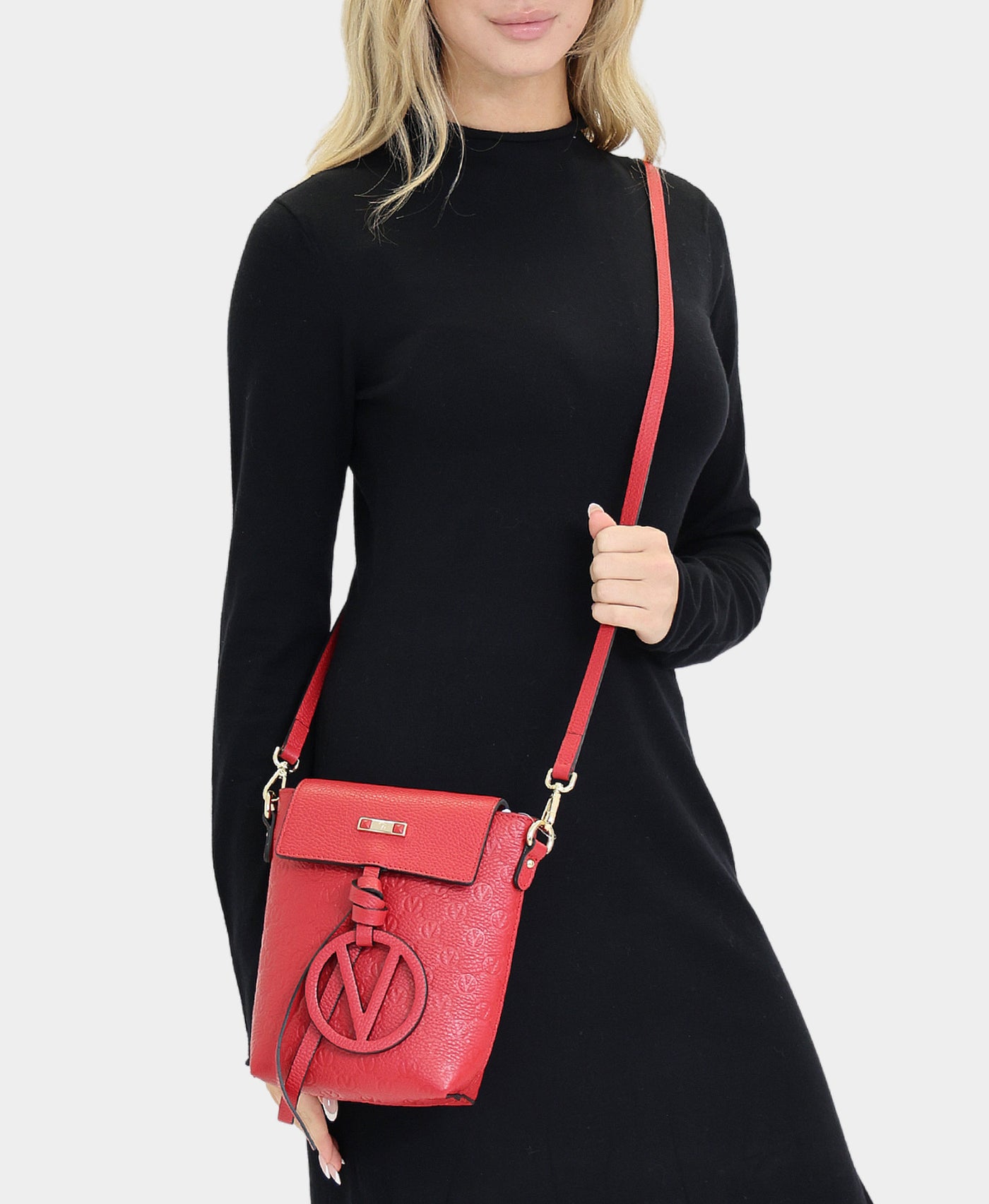 Leather Monogram Crossbody Bag w/ Medallion view 1