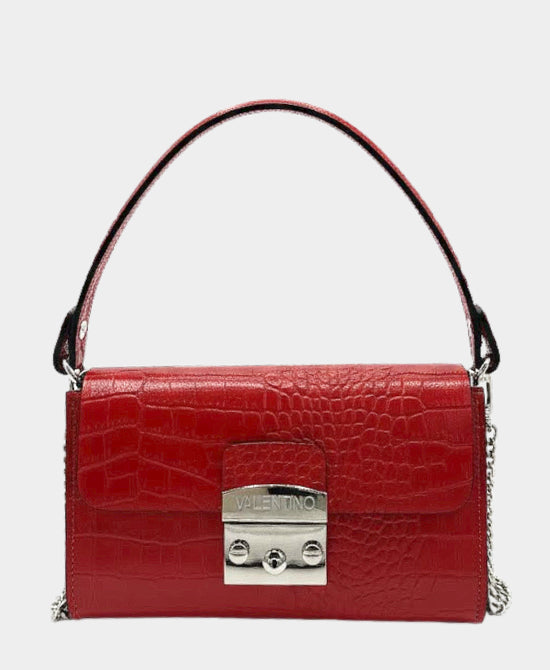 Leather Croc-Print Crossbody Bag view 