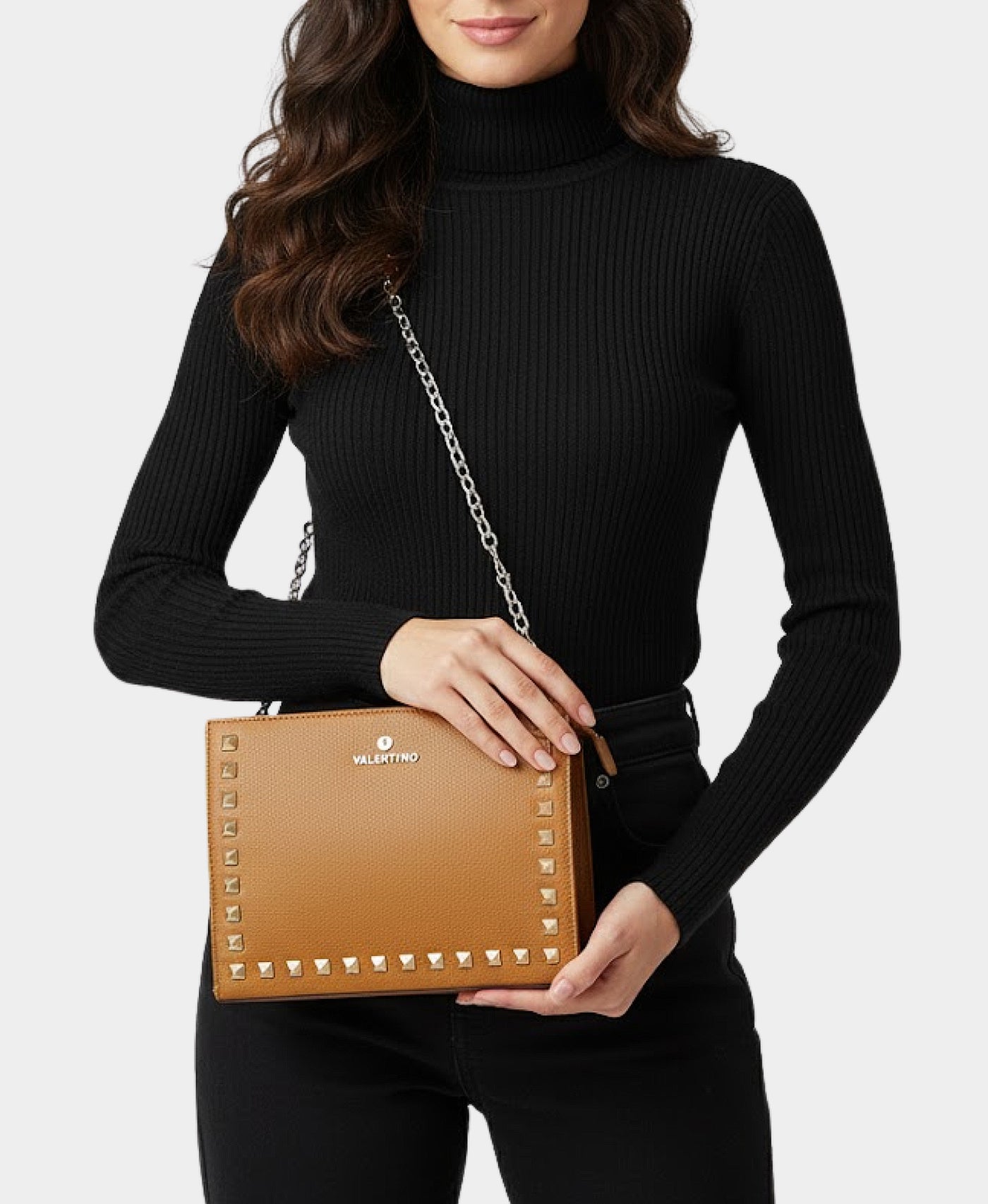 Leather Crossbody Bag w/ Gold Studs view 1