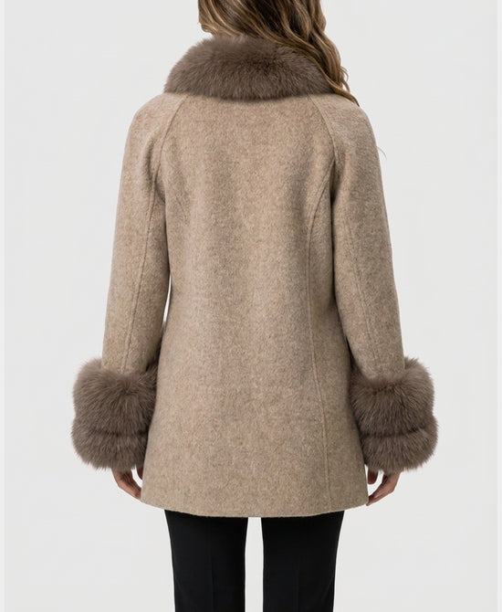 
Cashmere Coat w/ Fox Fur Trim in OAT/OAT view 2