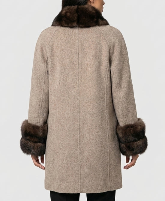 
Cashmere Coat w/ Fox Fur Trim in OAT/BROWN view 2