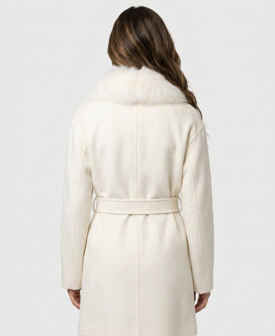 
Cashmere Blend Coat w/ Fox Fur Trim in IVORY view 2
