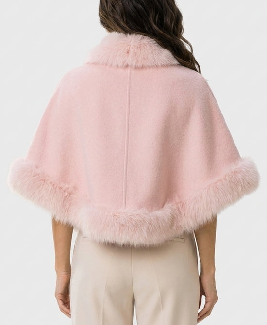 
Cashmere Cape w/ Fox Fur Trim in PINK view 2