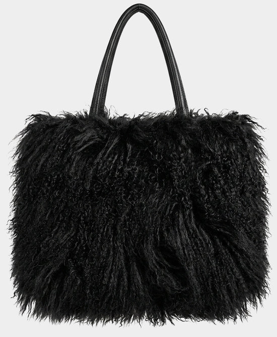 
Mangolian Lamb Fur Handbag in BLACK view 2