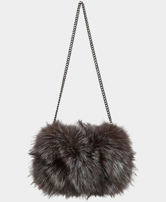 
Fox Fur Crossbody Bag/Hand Muff Warmer in SILVER view 2