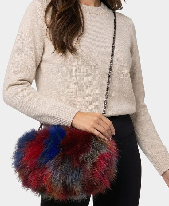 
Fox Fur Crossbody Bag/Hand Muff Warmer in MULTI view 1