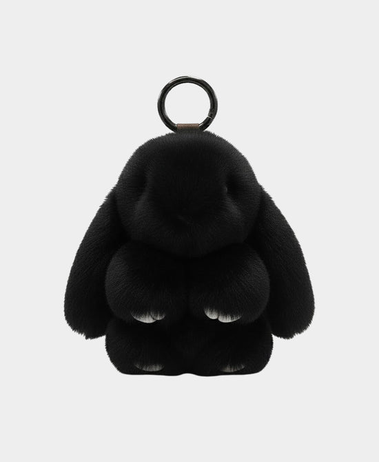 
Fur Bunny Bag Charm/Key Chain in BLACK view 1