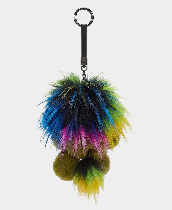 
Fur Lion Bag Charm/Key Chain in GREEN MULTI view 2