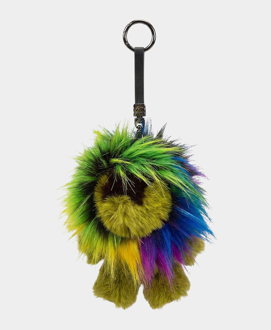 
Fur Lion Bag Charm/Key Chain in GREEN MULTI view 1