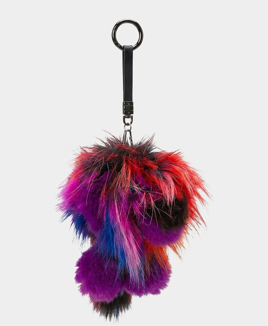 
Fur Lion Bag Charm/Key Chain in PURPLE MULTI view 1