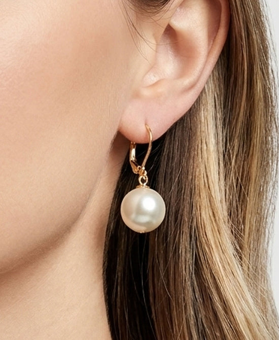 
Faux Pearl Drop Earrings in GOLD/WHITE view 1