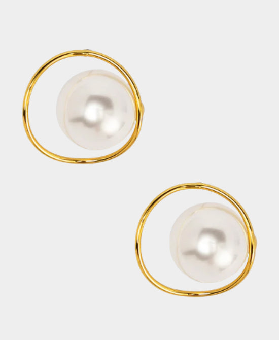 
Encircled Faux Pearl Earrings in GOLD/WHITE view 2