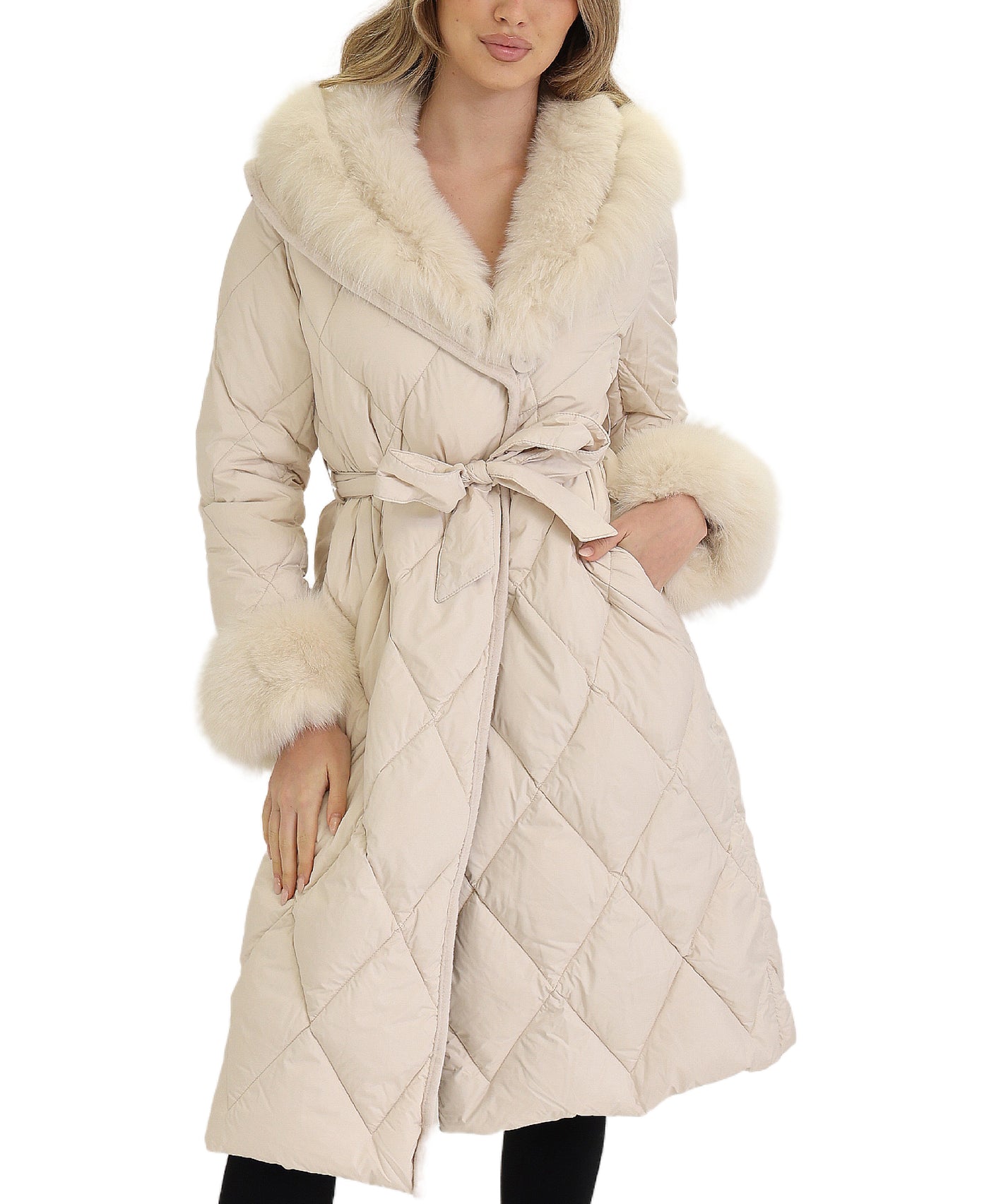 Quilted Coat w/ Fox Fur view 1