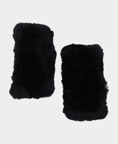 Knitted Fur Fingerless Gloves image 2