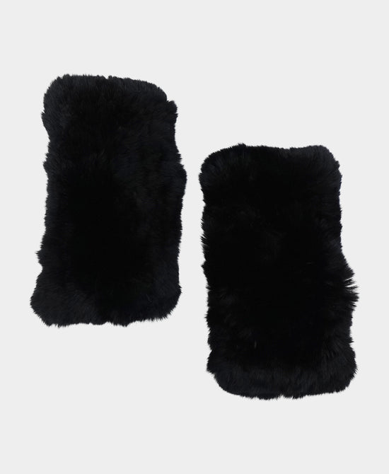 Knitted Fur Fingerless Gloves view 